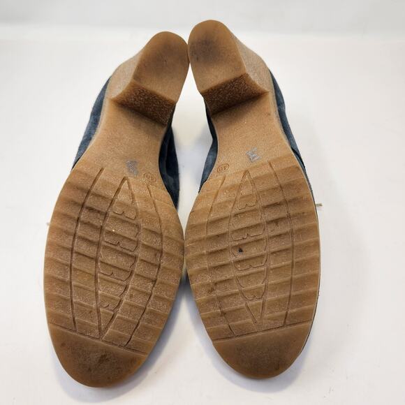 Jasper and Jeera Yuma Blue Suede Ankle Desert Boots Size 40 US 9 Lace Up Heel - Picture 8 of 9